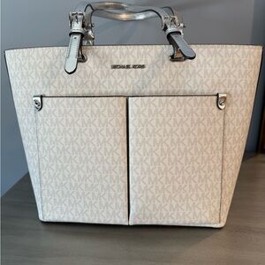 Michael Kors Cream Tote with Silver Accents